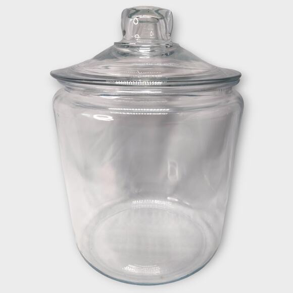 None and/or Unknown Other - Large Glass Display Cookie Candy Jar Canister With Lid 9" 3/4 H x 7" 1/4 D